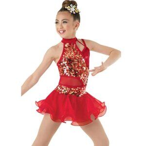 Weissman Just Like Fire Sequins Halter Dress Costume Red Gold Size Small Adult